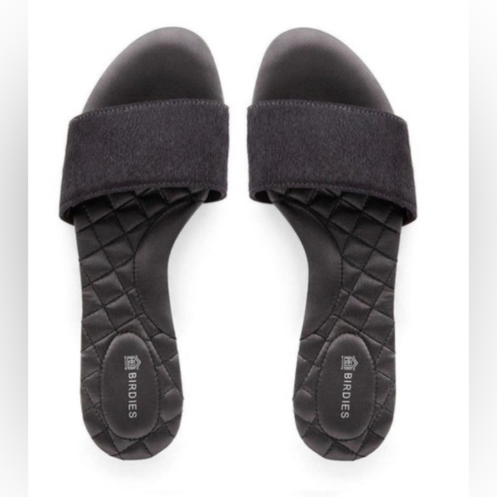 Birdies Black Quilted Slide Sandals